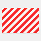 Rood en Wit Verschillende Grootte Diagonale Strepe Inpakpapier Vel (Voorkant)