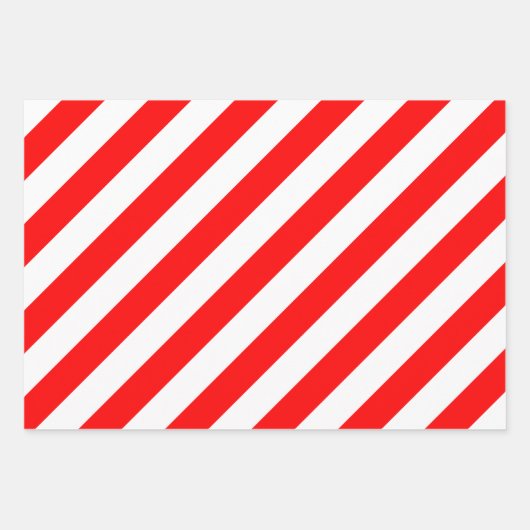 Rood en Wit Verschillende Grootte Diagonale Strepe Inpakpapier Vel (Voorkant)
