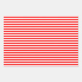 Rood en Wit Verschillende Grootte Horizontale Stre Inpakpapier Vel (Voorkant 3)