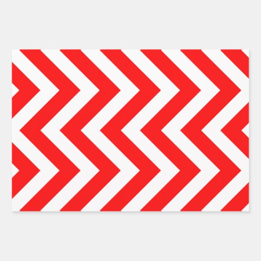 Rood en Wit Verschillende Grootte Verticale Chevro Inpakpapier Vel (Voorkant)