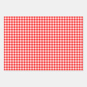 Rood en Wit Verschillende Maten Gingham Checks Inpakpapier Vel (Voorkant 3)