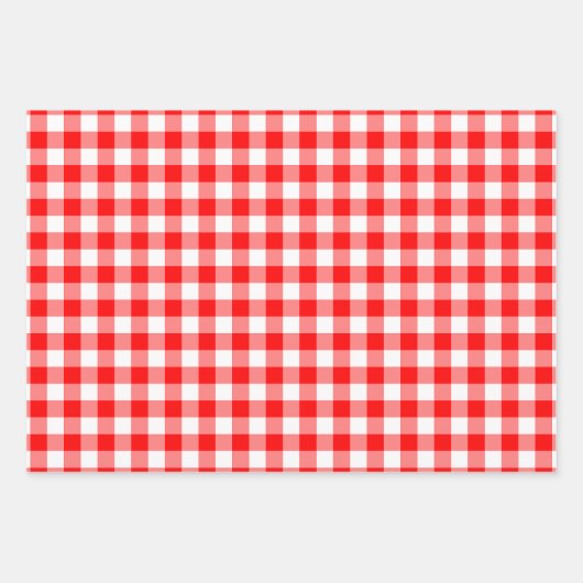 Rood en Wit Verschillende Maten Gingham Checks Inpakpapier Vel (Voorkant 2)