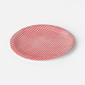 Rood en wit vervaagd Gingham-ontwerp Papieren Bordje (Gekanteld)