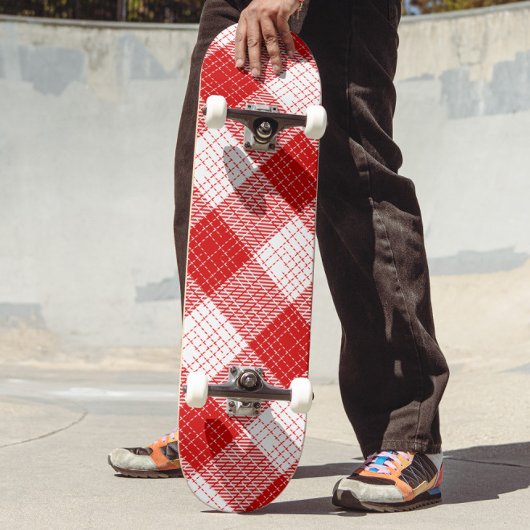 Rood en wit vet geruit geruit ontwerp persoonlijk skateboard