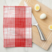 Rood en wit vetgedrukt geruit dessin theedoek (Quarter Fold)
