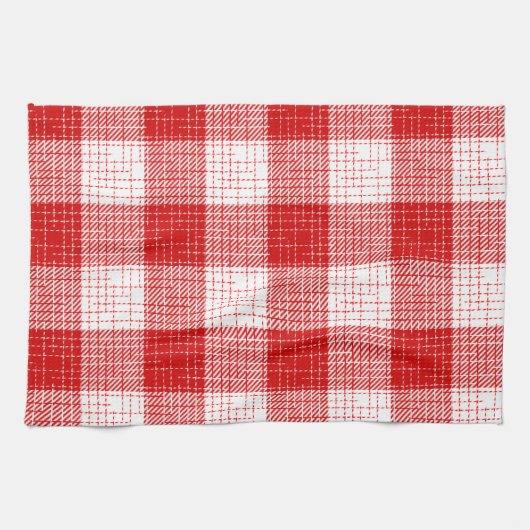 Rood en wit vetgedrukt geruit dessin theedoek (Horizontaal)