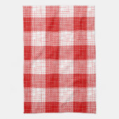 Rood en wit vetgedrukt geruit dessin theedoek (Verticaal)