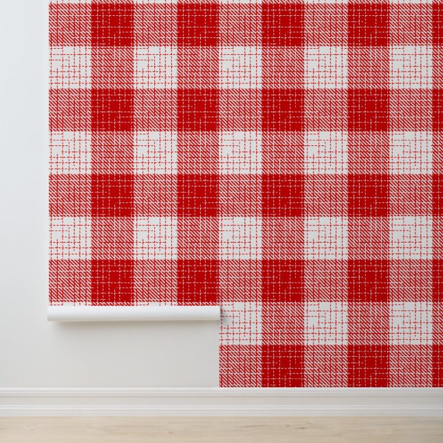 Rood en wit vetgedrukt geruit plaid ontwerp  behang (Creator heeft geüpload)