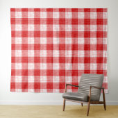 Rood en wit vetgedrukt geruit plaidontwerp wandkleed (In Situ (horizontaal))