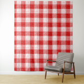 Rood en wit vetgedrukt geruit plaidontwerp wandkleed (In situ)