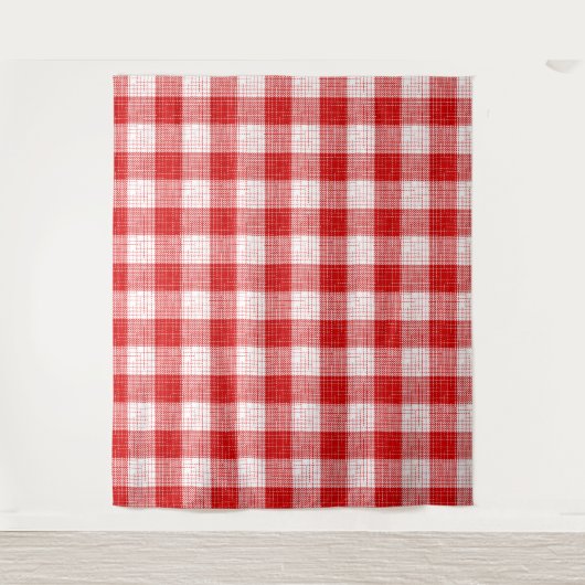 Rood en wit vetgedrukt geruit plaidontwerp wandkleed (Voorkant)
