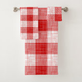 Rood en wit vetkous geruit dessin bad handdoek (Insitu)