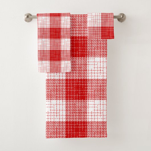 Rood en wit vetkous geruit dessin bad handdoek