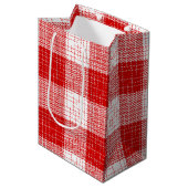 Rood en wit vetkousen geruit plaid ontwerp medium cadeauzakje (Voorkant Gekanteld)