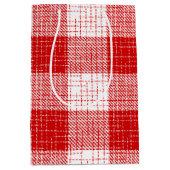 Rood en wit vetkousen geruit plaid ontwerp medium cadeauzakje (Voorkant)
