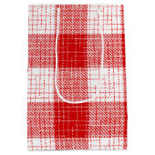 Rood en wit vetkousen geruit plaid ontwerp medium cadeauzakje (Achterkant)