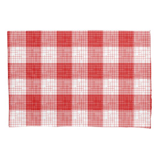 Rood en wit vetkuis geruit ontwerp kussensloop (Voorkant)