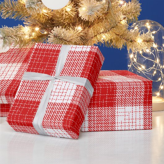 Rood en wit vetkuis geruit plaid ontwerp cadeaupapier