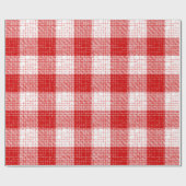 Rood en wit vetkuis geruit plaid ontwerp cadeaupapier (Vlak)