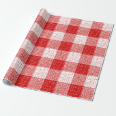 Rood en wit vetkuis geruit plaid ontwerp cadeaupapier (Uitgerold)