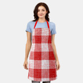 Rood en wit vetkuis geruit plaid ontwerp schort (Gedragen)