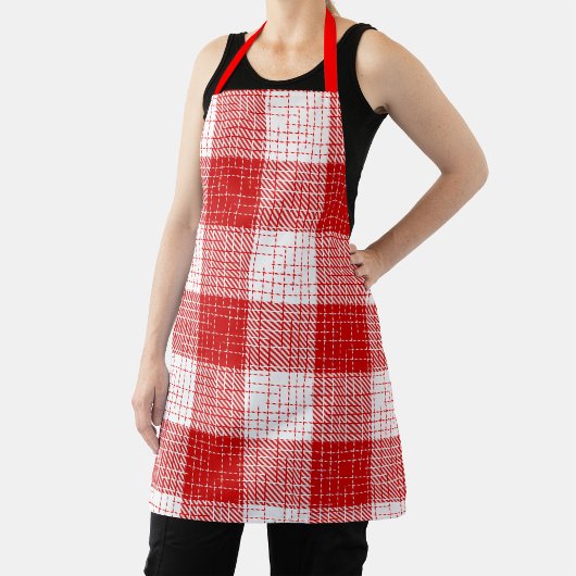 Rood en wit vetkuis geruit plaid ontwerp schort