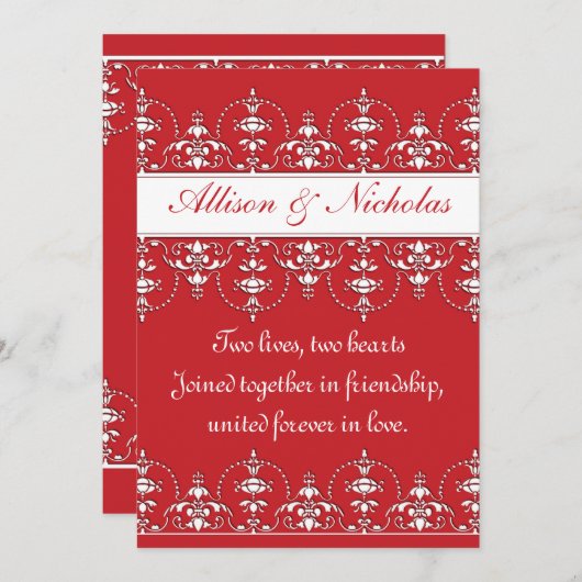 Rood en wit Victoriaans stijl Weddenschap Kaart (Voorkant / Achterkant)