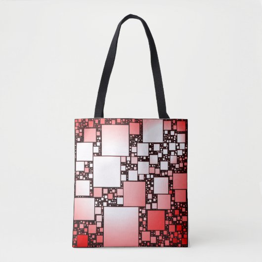 Rood en Wit Vierkant Dancing Canvas tas (Voorkant)