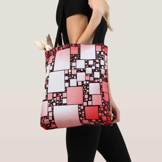 Rood en Wit Vierkant Dancing Canvas tas (Dichtbij)