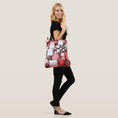 Rood en Wit Vierkant Dancing Canvas tas (Op model)