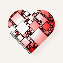 Rood en Wit Vierkant Dansend Hart Spiraalvormig No Notitieboek