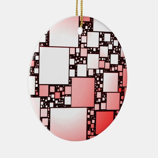 Rood en Wit Vierkant Dansend Keramisch Ornament (Rechts)