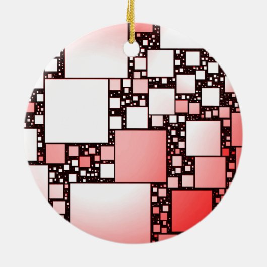 Rood en Wit Vierkant Dansend Keramisch Ornament (Achterkant)