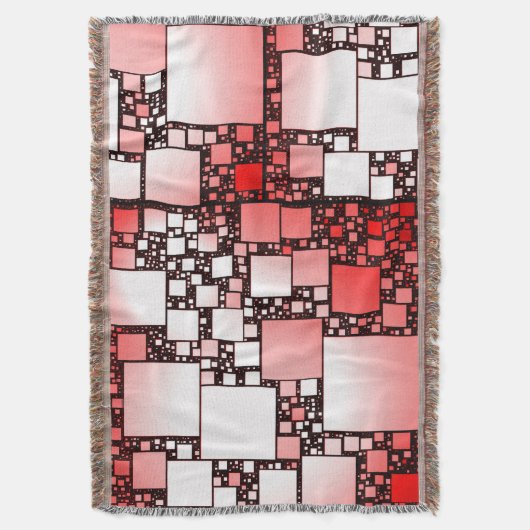 Rood en Wit Vierkant Dansende Gooi Deken (Voorkant Verticaal)