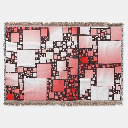 Rood en Wit Vierkant Dansende Gooi Deken (Voorkant)