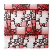 Rood en Wit Vierkant Dansende Keramische Tegel Tegeltje (Voorkant)