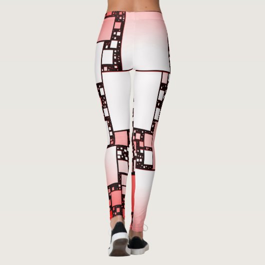 Rood en Wit Vierkant Dansende Leggings (Achterkant)