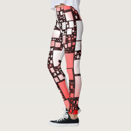 Rood en Wit Vierkant Dansende Leggings