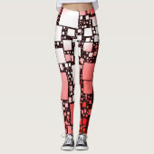 Rood en Wit Vierkant Dansende Leggings (Voorkant)
