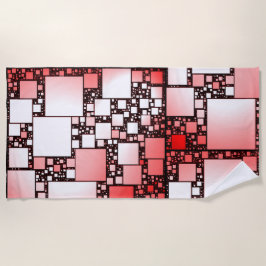 Rood en wit vierkant dansende strandhanddoek strandlaken