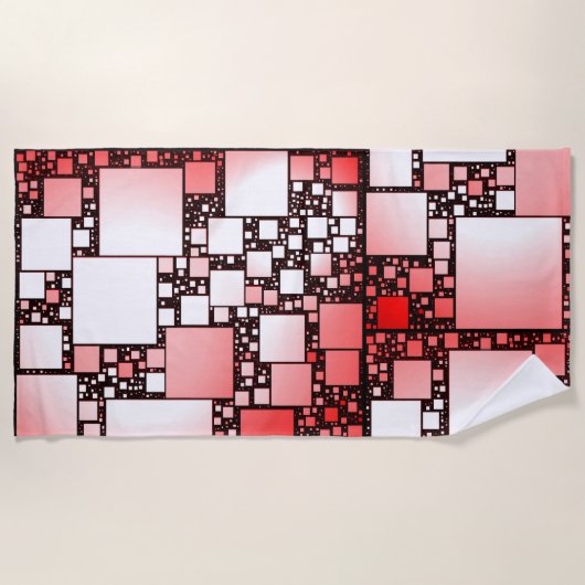 Rood en wit vierkant dansende strandhanddoek strandlaken (Voorkant)