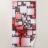 Rood en wit vierkant dansende strandhanddoek strandlaken (Voorkant)