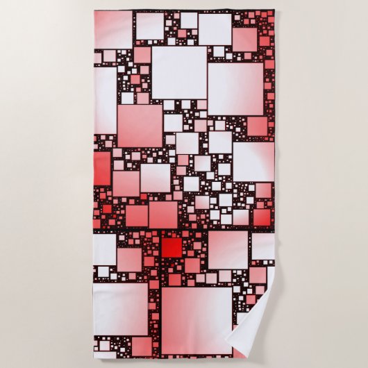 Rood en wit vierkant dansende strandhanddoek strandlaken (Voorkant)