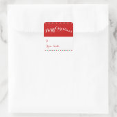 Rood en wit vierkant kerstcadeau Label (Tas)