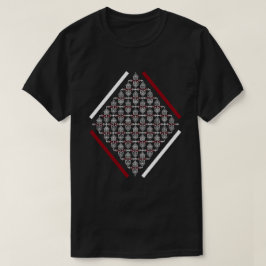 Rood en wit vierkant met Aziatische geïnspireerde  T-shirt