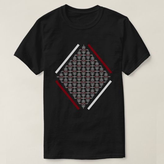 Rood en wit vierkant met Aziatische geïnspireerde  T-shirt (Design voorkant)