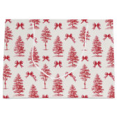 Rood en wit vintage kerstboom groot cadeauzakje (Voorkant)