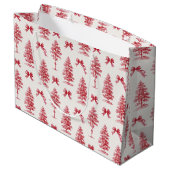 Rood en wit vintage kerstboom groot cadeauzakje (Achterkant Gekanteld)
