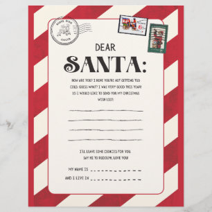 Rood en wit Vintage Kerstman Letter. Flyer