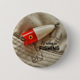 Rood en wit Vist Lure Ik zou liever Gevist zijn Ronde Button 5,7 Cm